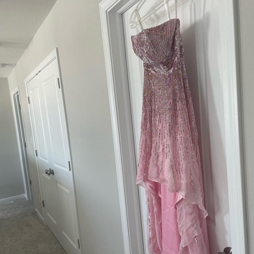 Sherri Hill Pink sequin High Low Mini Dress